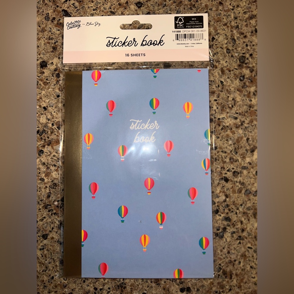64 Sheets - Blue Sticker Book with Hot Air Balloon Design